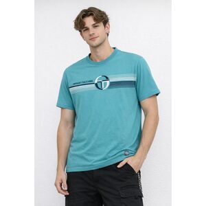 SERGIO TACCHINI Blue Adamo Cotton Print Crew Short Sleeve Mens T-Shirt Sz L